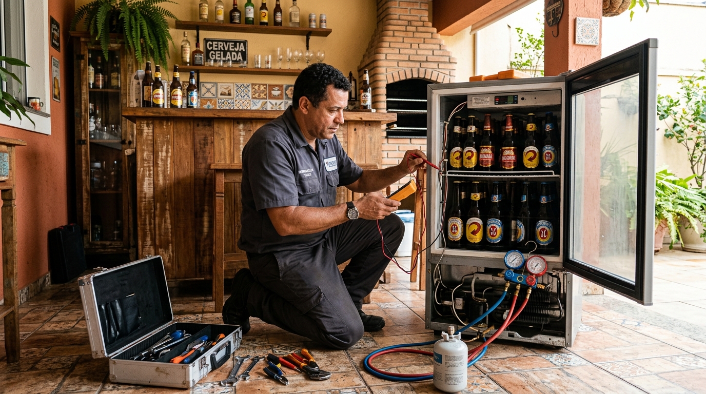 Recarga de gás refrigerante de cervejeira em Cotia‑SP